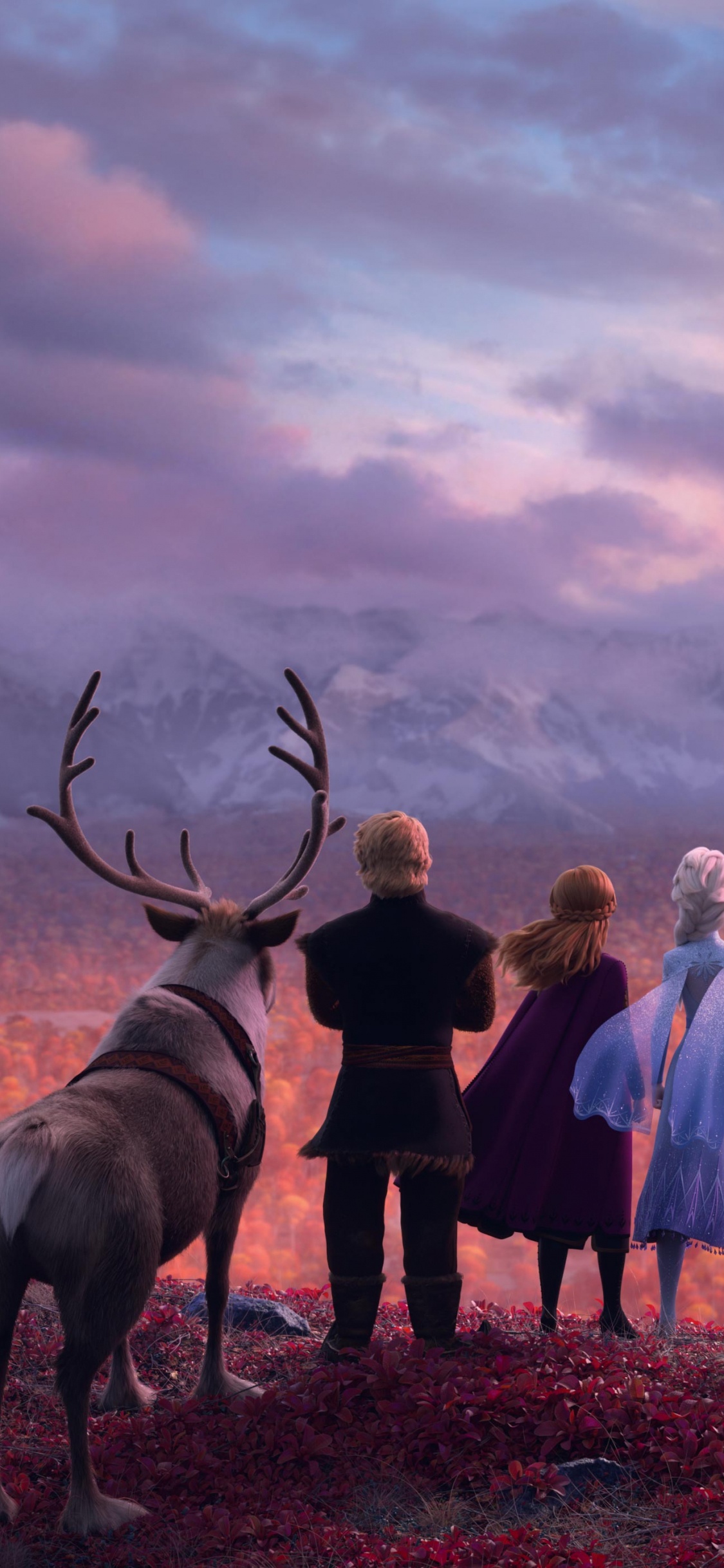 Обои Замороженные 2, Эльза, Анна, кристофф, Олаф в разрешении 1125x2436