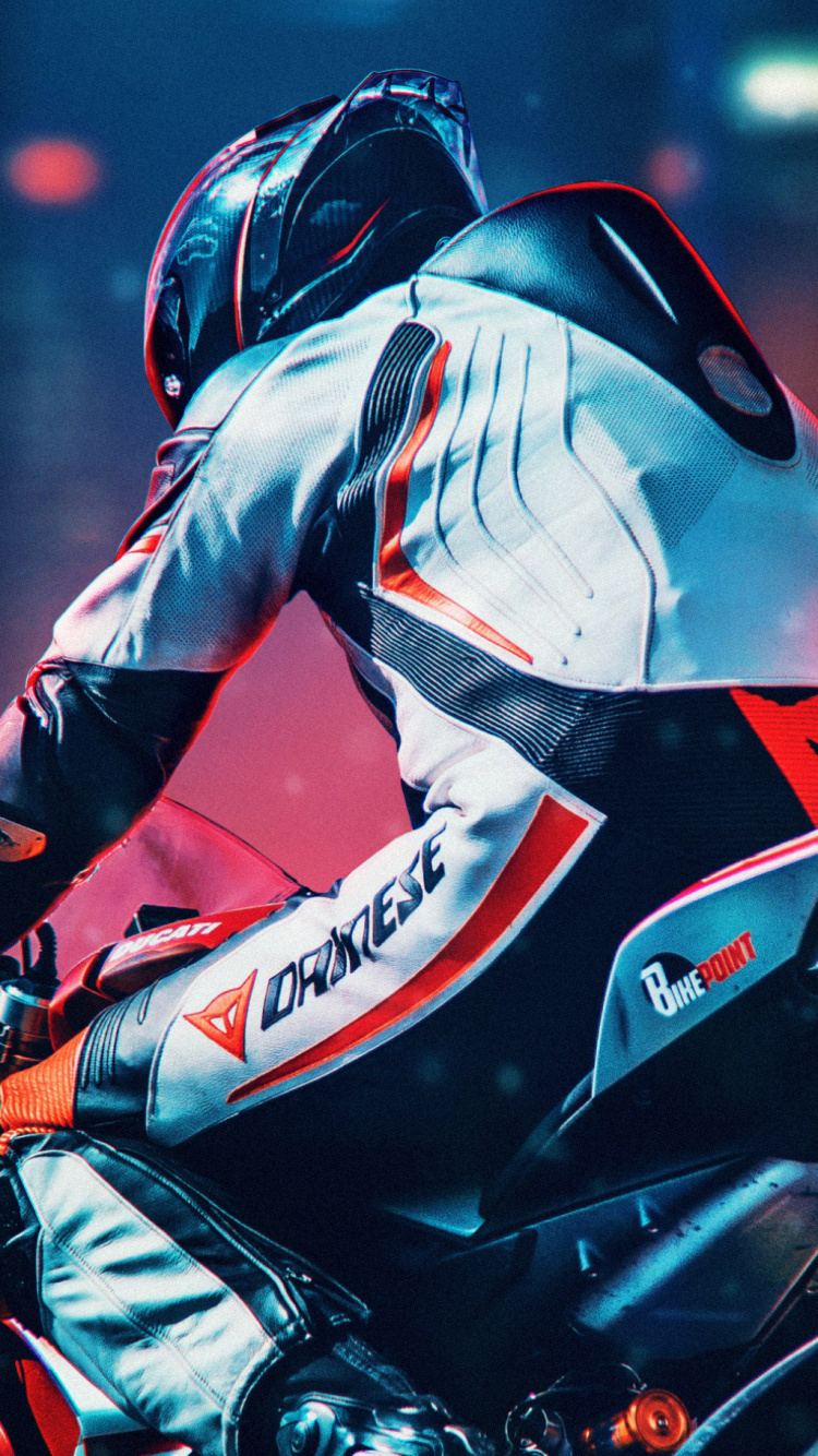 Обои мотоциклетный шлем, мотоцикл, мотогонщик, шлем, супербайк в разрешении 750x1334