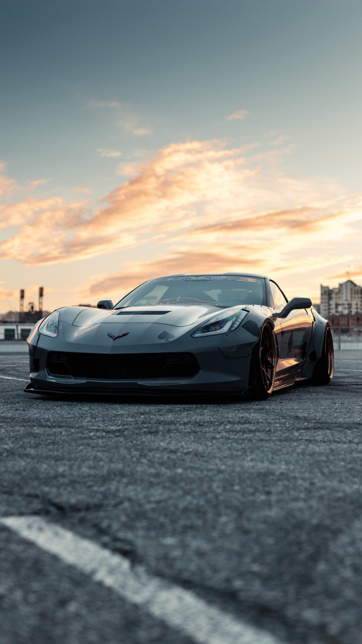 Обои дорога, суперкар, спорткар, легковые автомобили, chevrolet corvette zr1 c6 в разрешении 720x1280