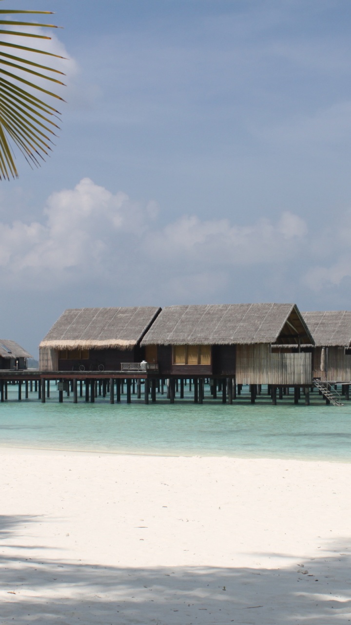 Обои Мальдивы, Остров, прибежище, море, бунгало в разрешении 720x1280