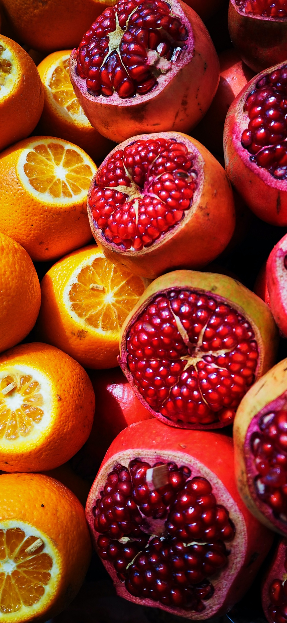 Обои природные продукты, гранат, фрукты, сок, пища в разрешении 1125x2436