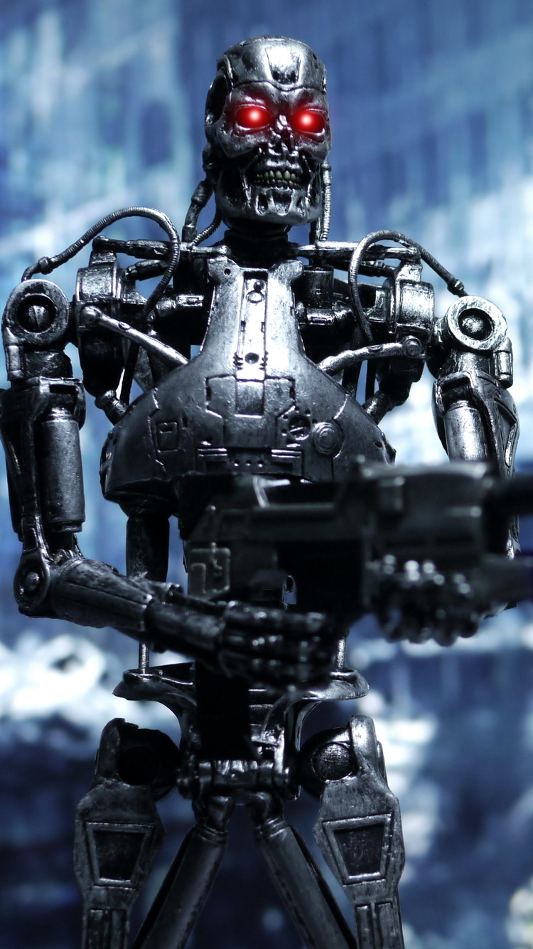 Обои Терминатор, робот, фигурка, меха, технологии в разрешении 750x1334
