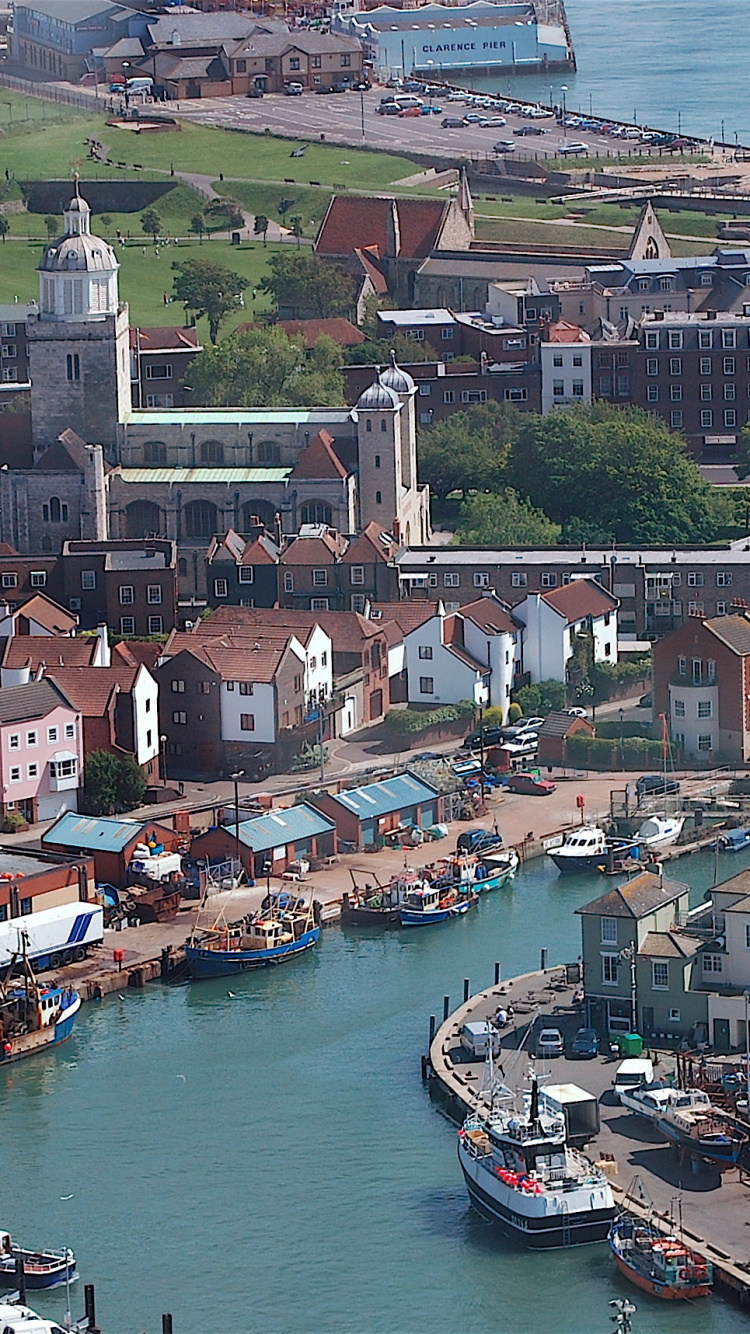 Обои Портсмут Англия, городок, водный путь, город, гавань в разрешении 750x1334