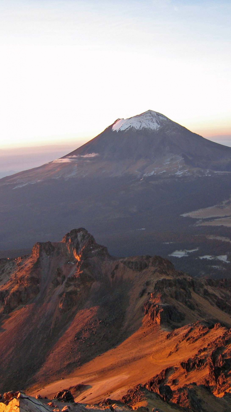 Обои хребет, вулкан, пейзажи гор, Пико-де-Орисаба, гора в разрешении 750x1334