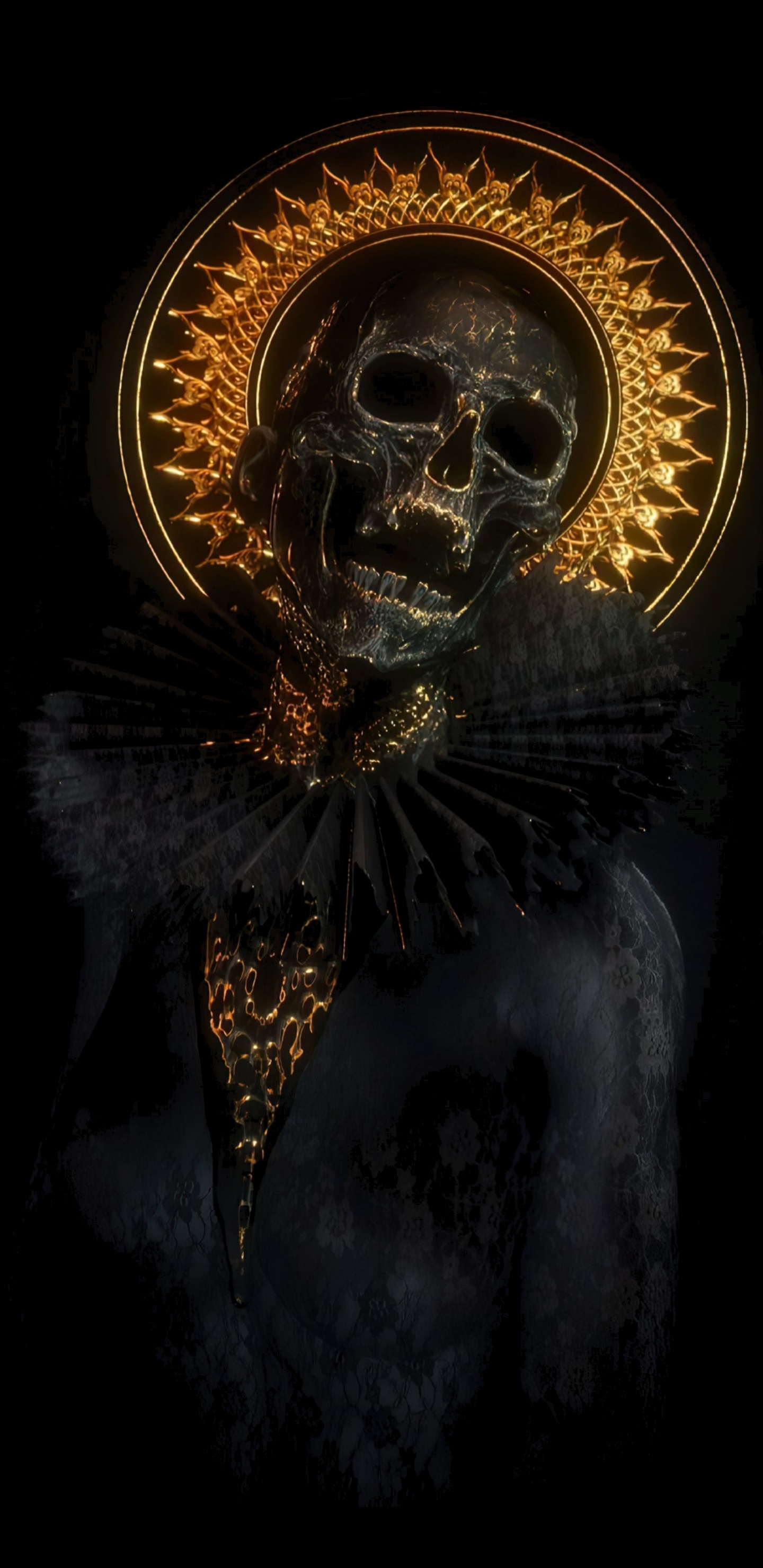 Обои темнота, арт, 3D иллюстратор, артефакт, металл в разрешении 1440x2960