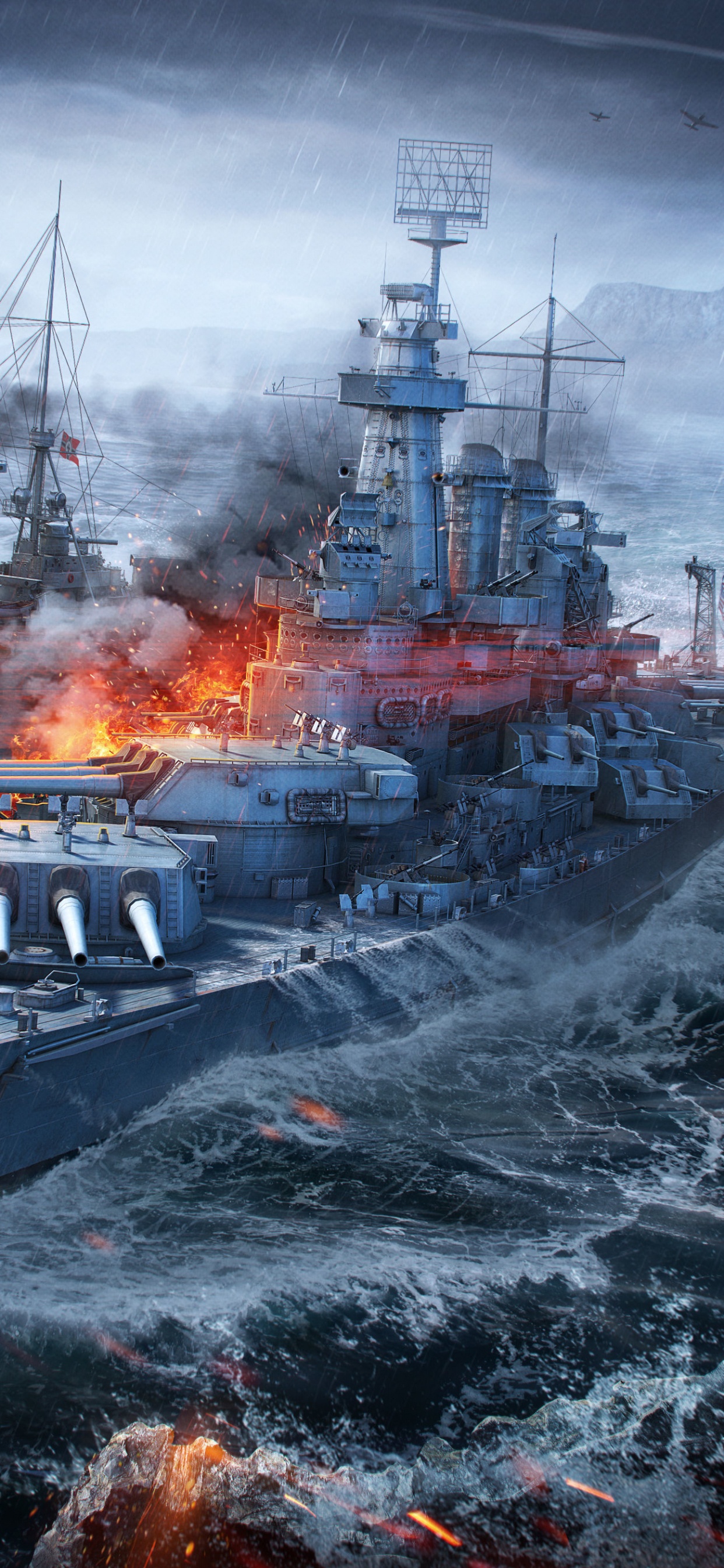 Обои мир боевых кораблей, Линкор, Многопользовательская онлайн игра, wargaming, военный корабль в разрешении 1242x2688