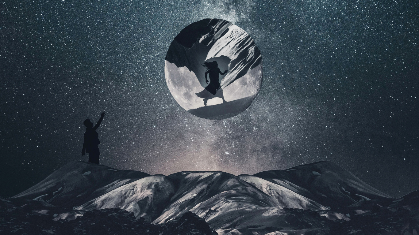 Обои атмосфера, мун пания, мир, гора, природа в разрешении 1366x768