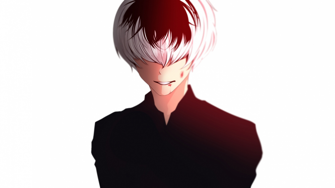 Обои Кен kaneki, Токио вурдалак, аниме, лоб, мимика в разрешении 1366x768