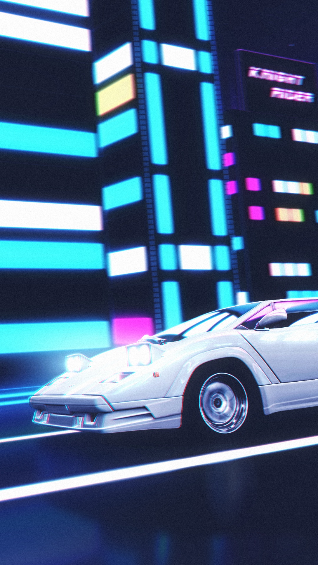 Обои lamborghini countach, авто, Ламборджини, Synthwave, суперкар в разрешении 1080x1920