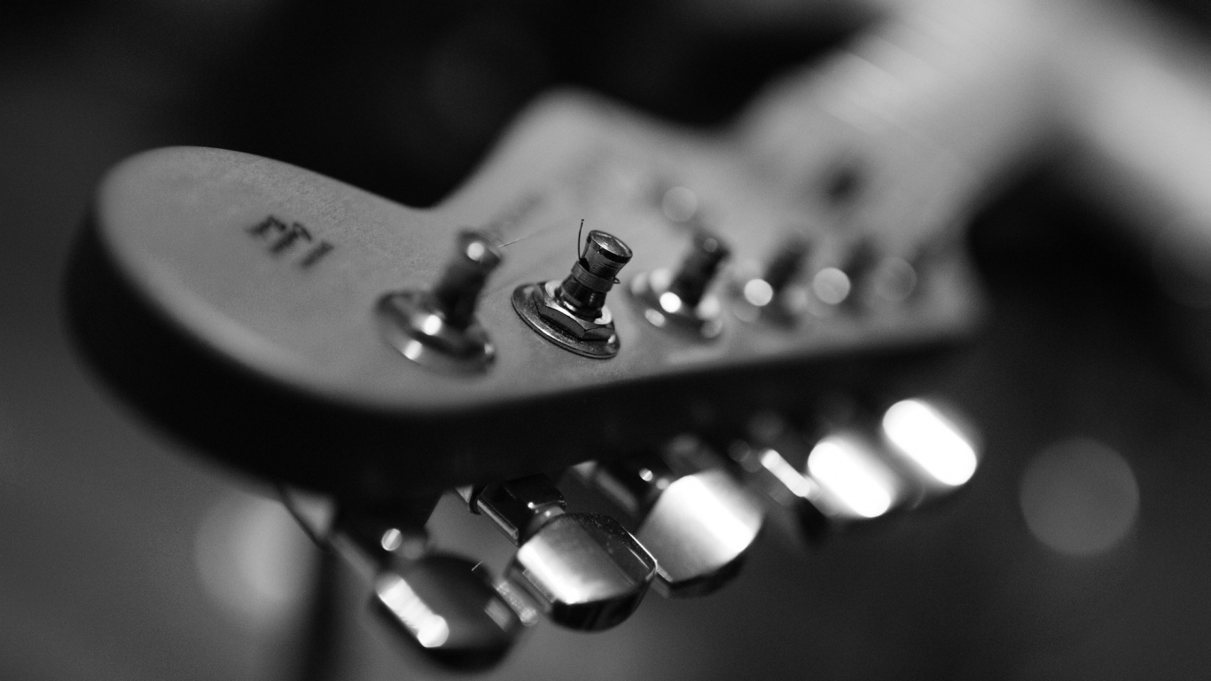 Обои гитара, акустическая гитара, музыкальный инструмент, щипковые струнные инструменты, монохромный в разрешении 1366x768