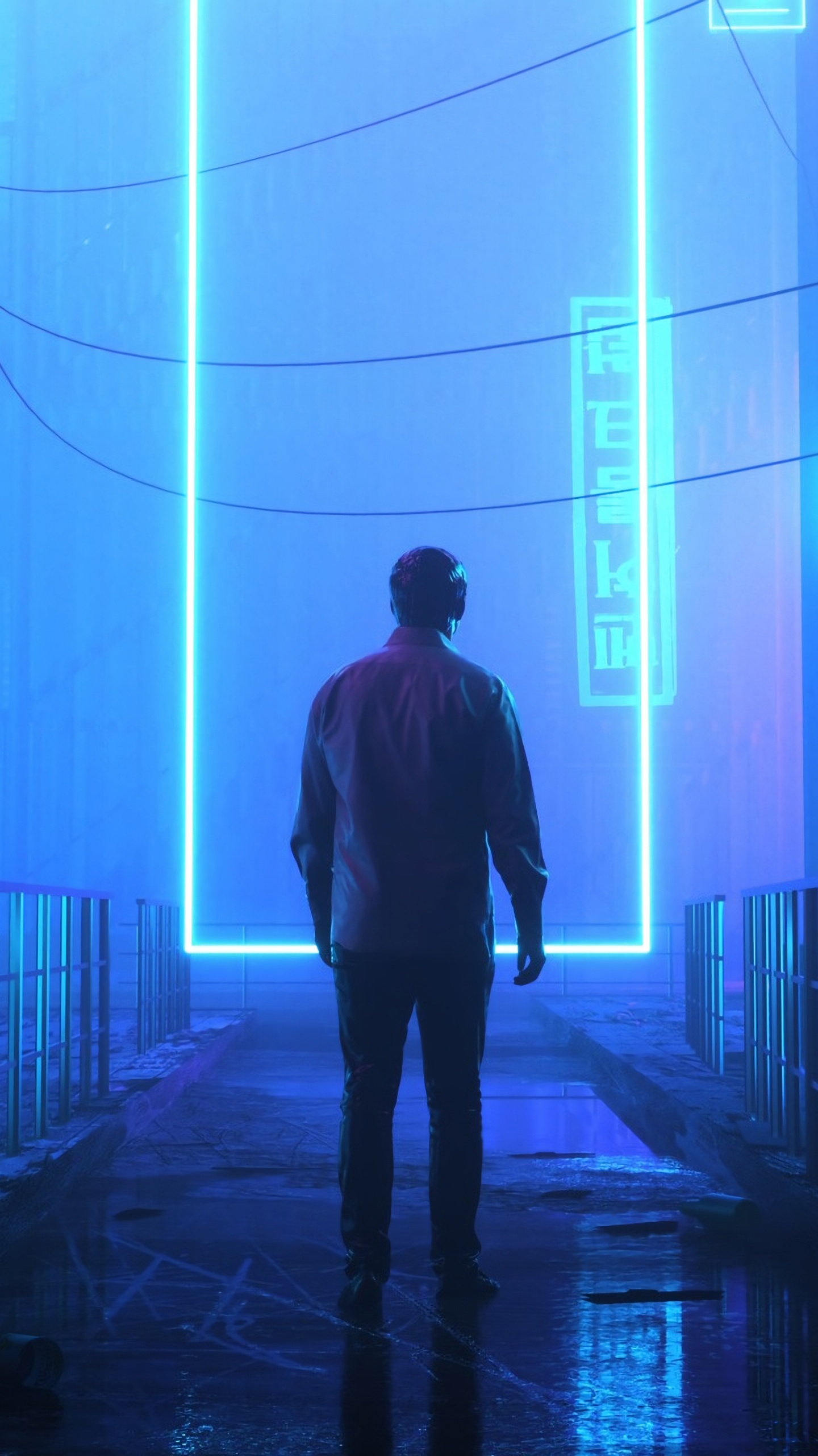 Обои синий, свет, электрик, пурпур, архитектура в разрешении 1440x2560