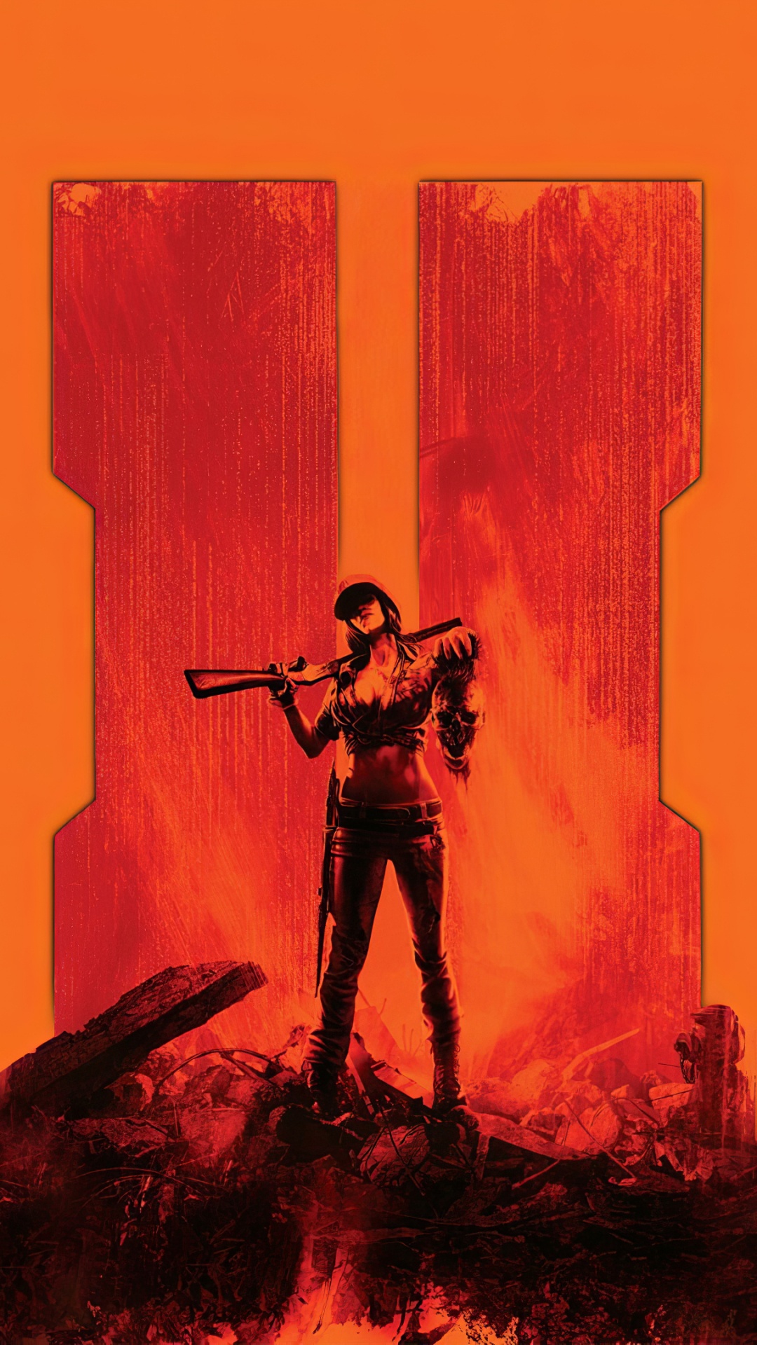 Обои закат, call of duty zombies, Апельсин, зомби, call of duty black ops ii в разрешении 1080x1920