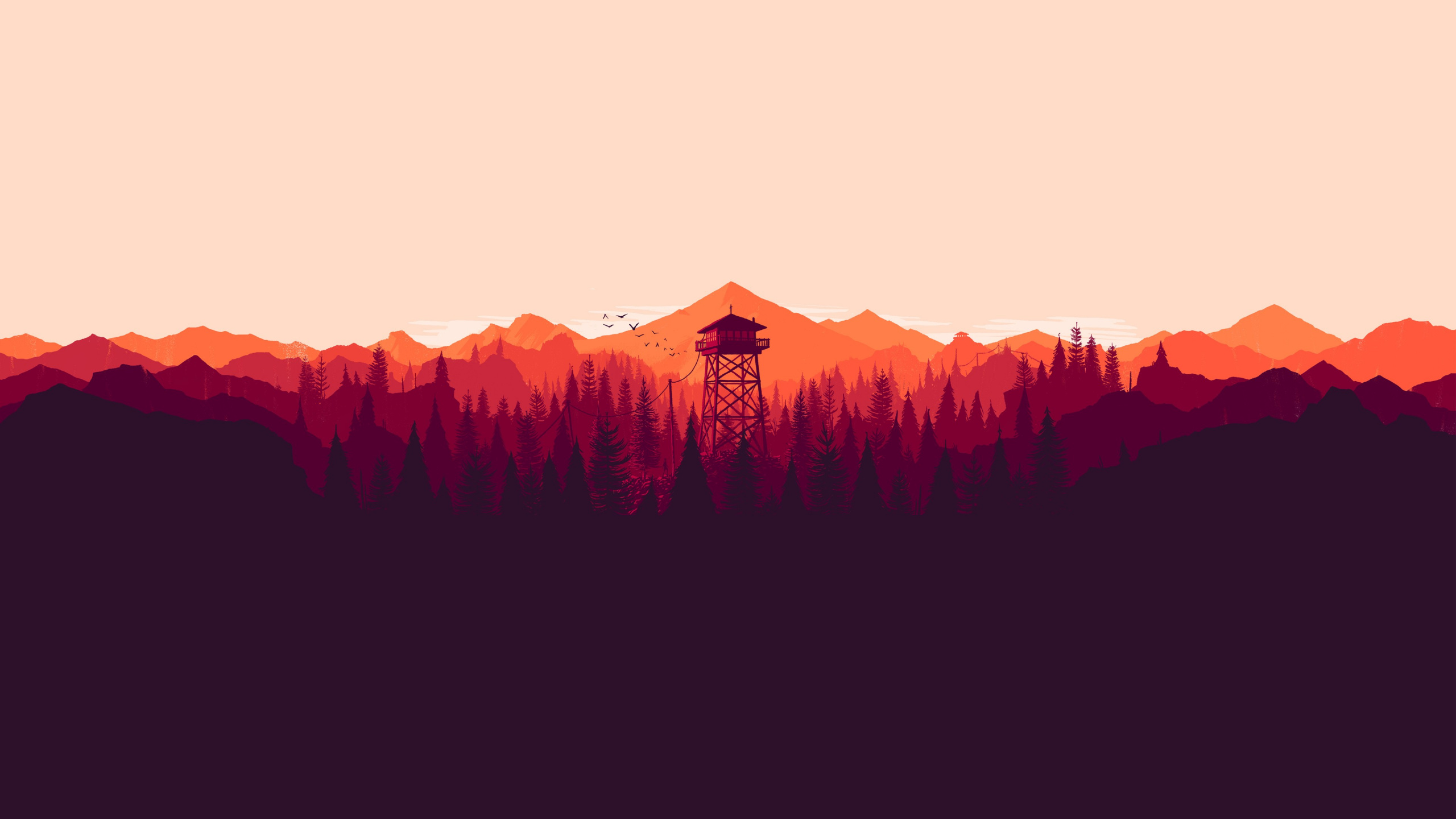 Обои Firewatch, горный рельеф, гора, Апельсин, красный цвет в разрешении 2560x1440
