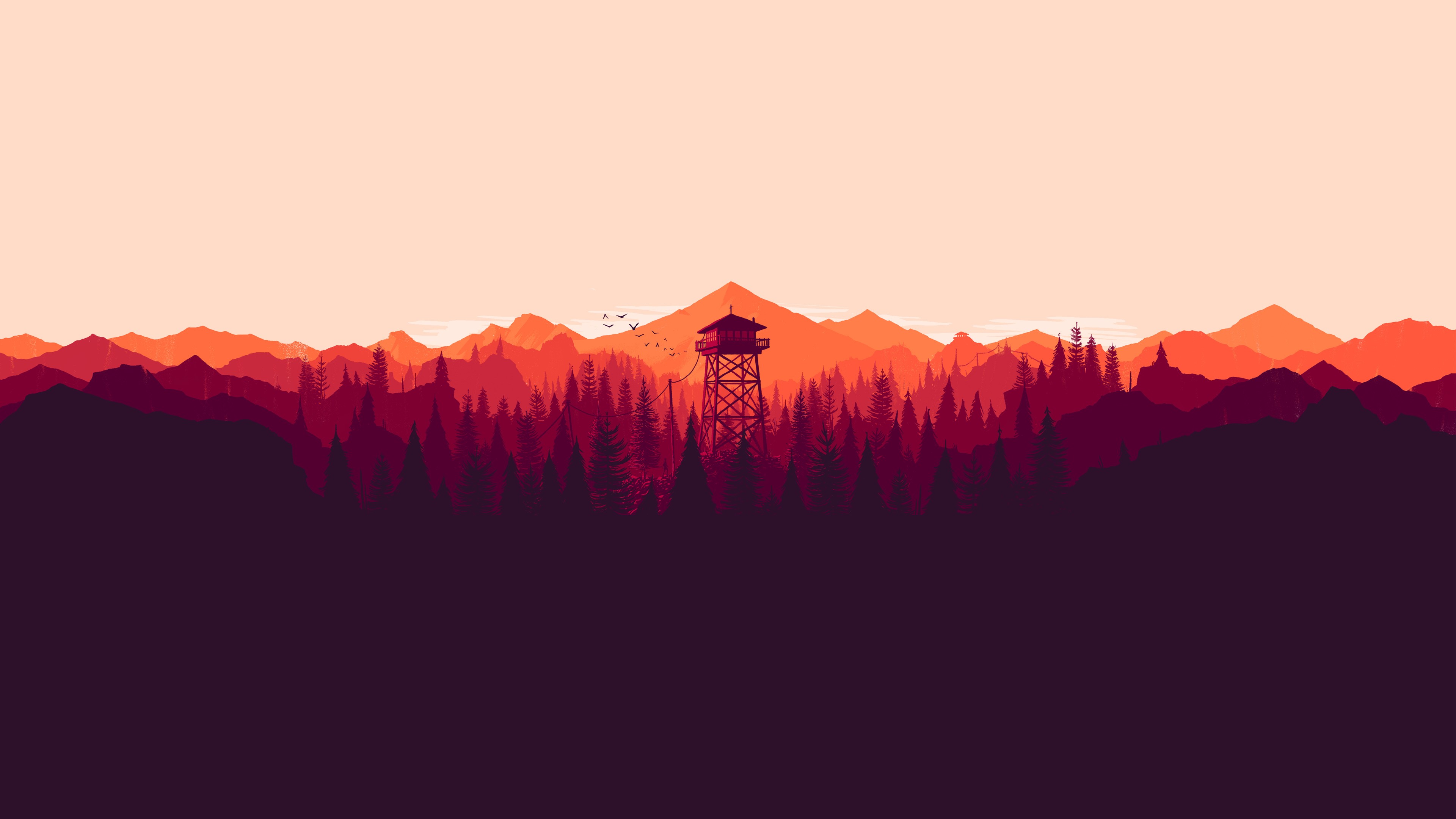 Обои Firewatch, горный рельеф, гора, Апельсин, красный цвет в разрешении 3840x2160