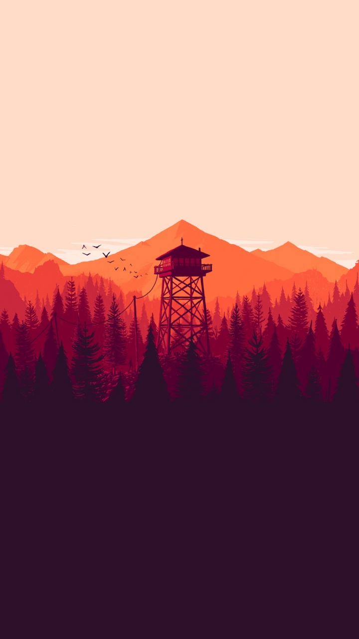 Обои Firewatch, горный рельеф, гора, Апельсин, красный цвет в разрешении 720x1280