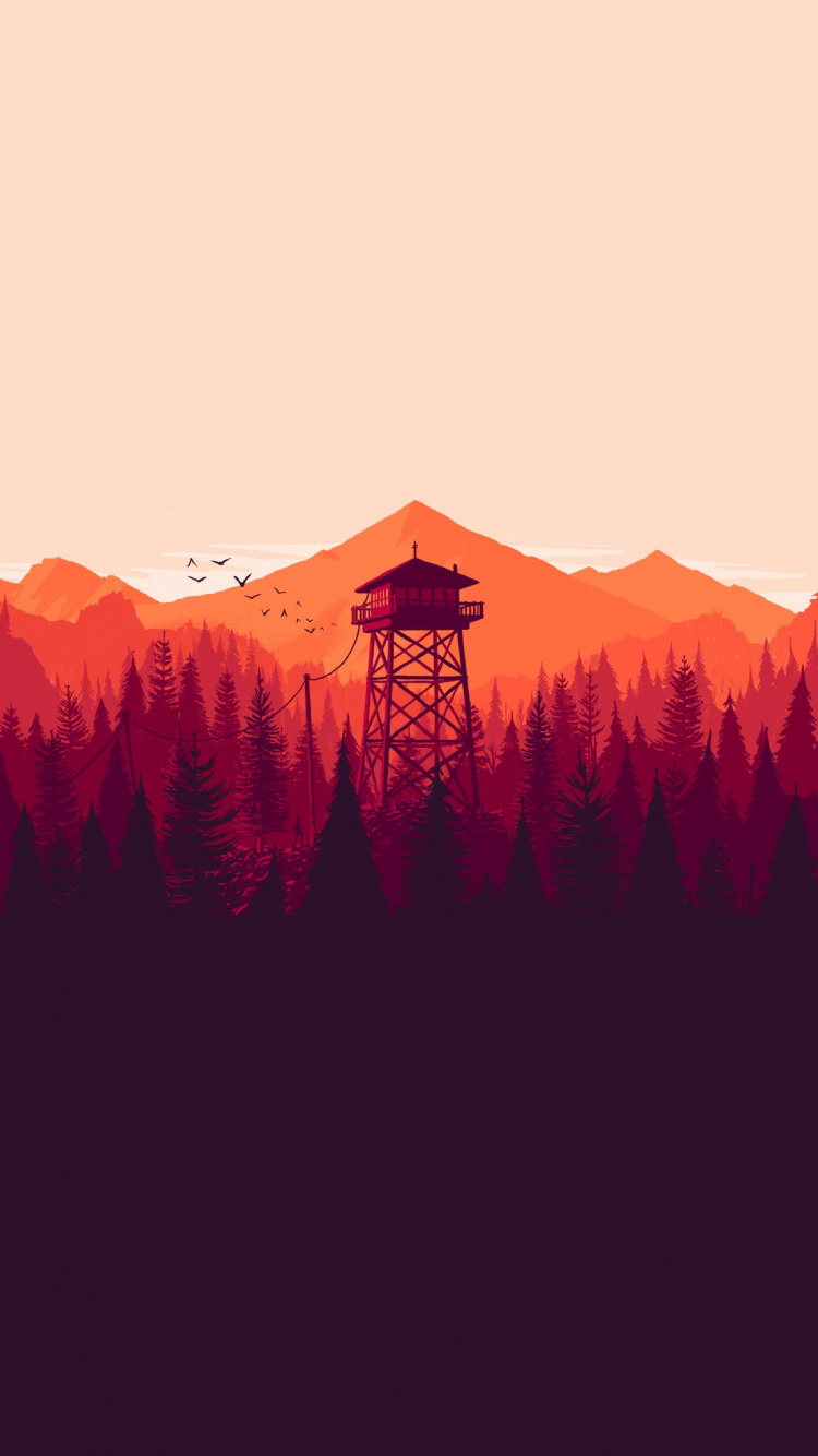 Обои Firewatch, горный рельеф, гора, Апельсин, красный цвет в разрешении 750x1334