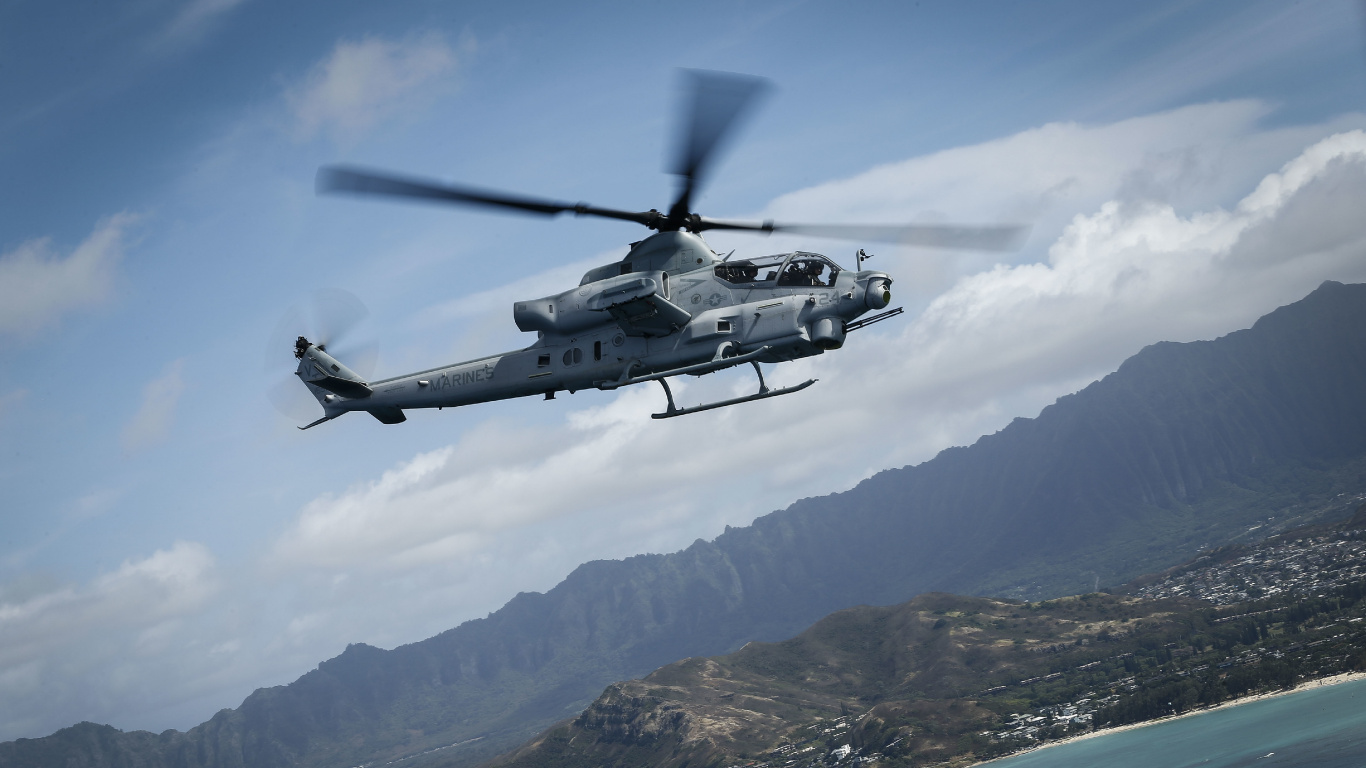 Обои вертолет, ударный вертолет, самолеты, корпус морской пехоты США, винтокрылая машина в разрешении 1366x768