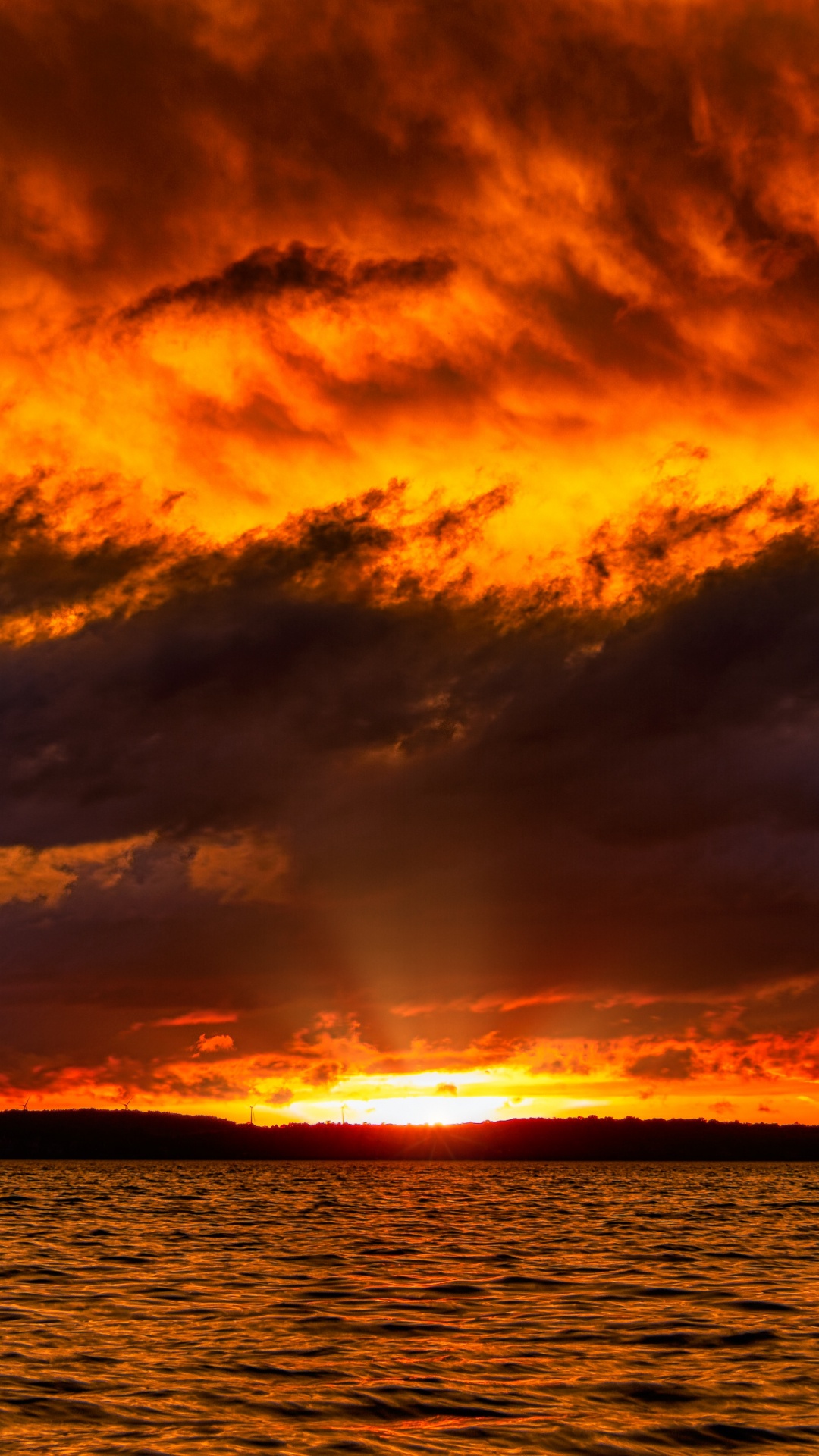 Обои закат, горизонт, облако, вода, атмосфера в разрешении 1080x1920