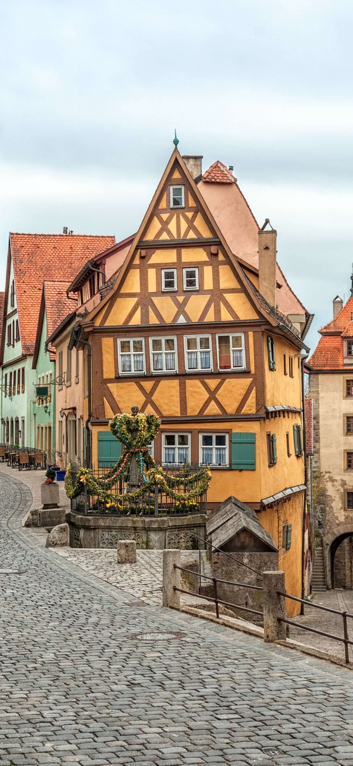 Обои Ротенбург-об-дер-Таубер, Таубер, Романтическая Дорога, городок, улица в разрешении 1125x2436