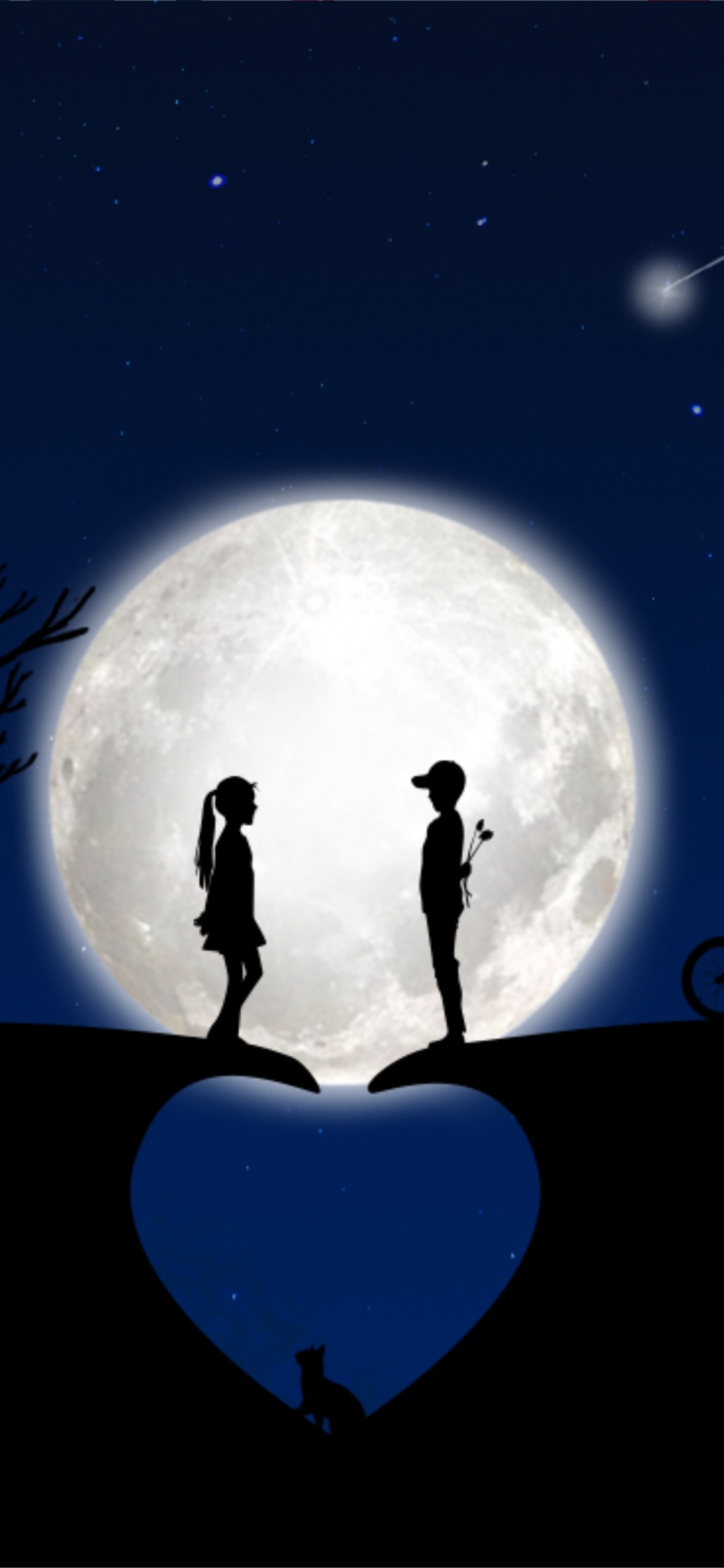 Обои луна, свет, лунный свет, атмосфера, ночь в разрешении 1125x2436