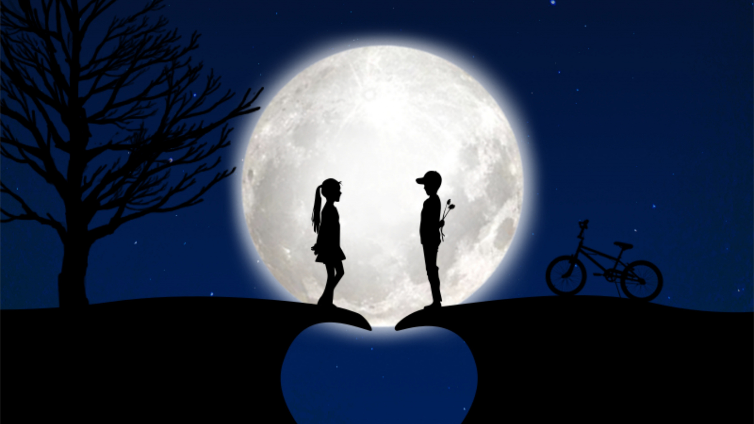 Обои луна, свет, лунный свет, атмосфера, ночь в разрешении 2560x1440