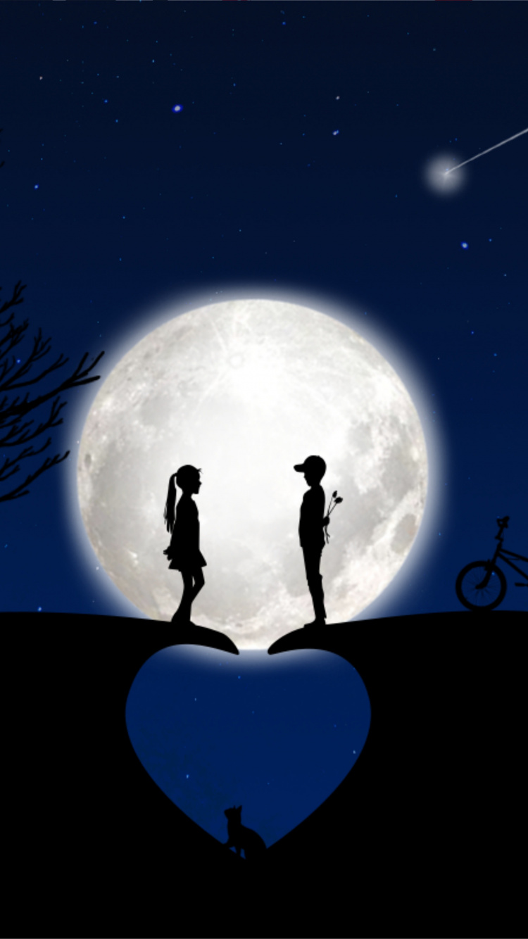 Обои луна, свет, лунный свет, атмосфера, ночь в разрешении 750x1334