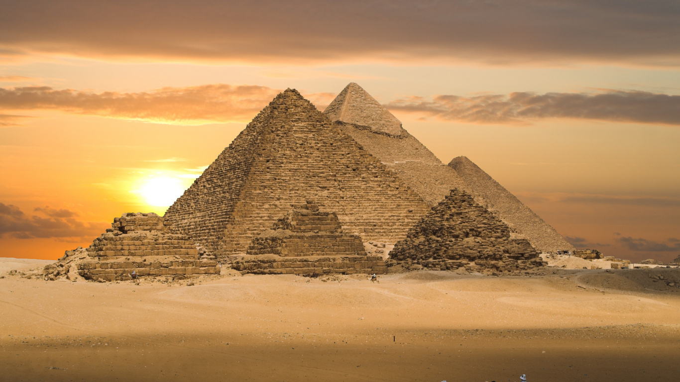 Обои египетская пирамида, Великий Сфинкс Гизы, пирамида, памятник, ориентир в разрешении 1366x768