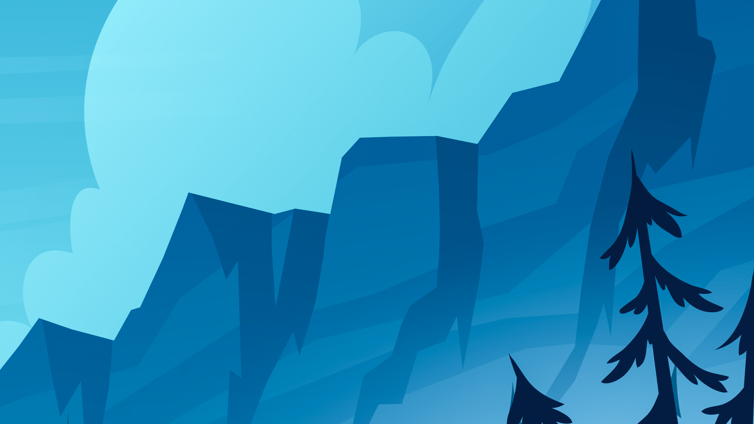Обои горная анимация, векторная графика, гора, иллюстрация, природа в разрешении 2560x1440