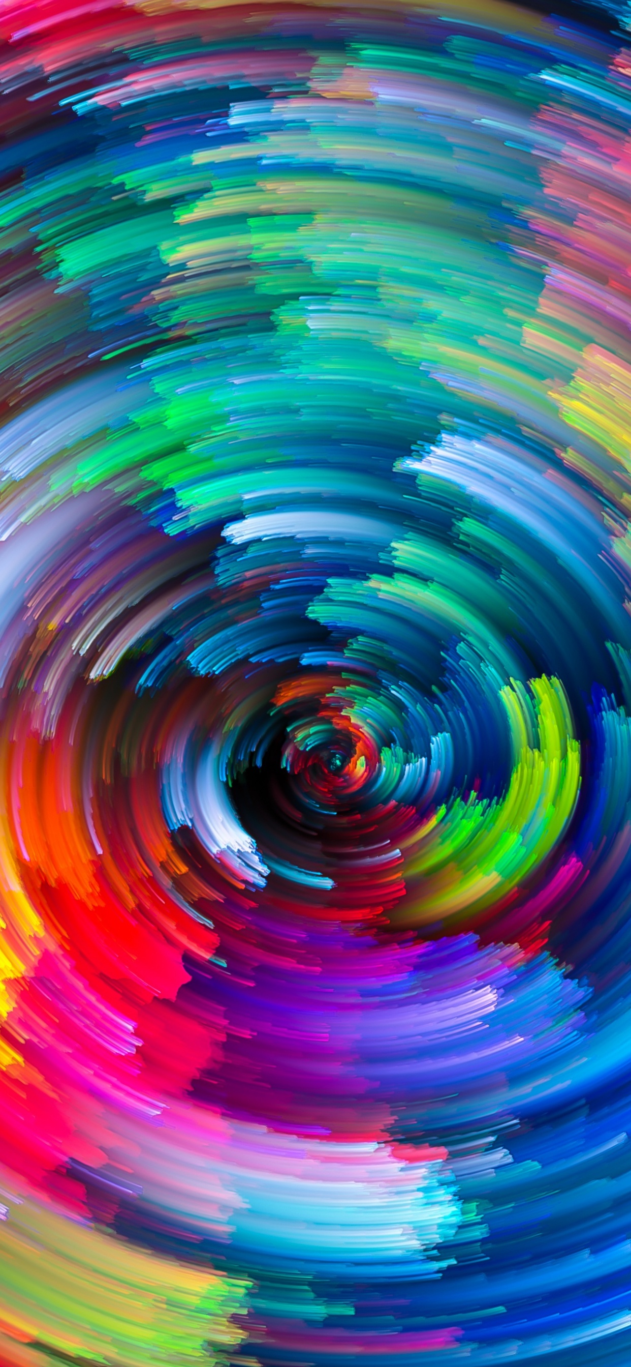 Обои арт, красочность, вихрь, круг, спираль в разрешении 1242x2688