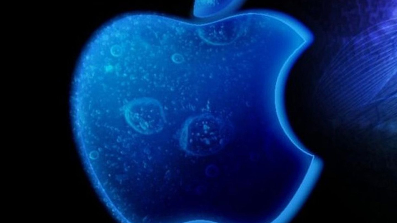 Обои apple, синий, лазурный, электрик, графика в разрешении 1280x720