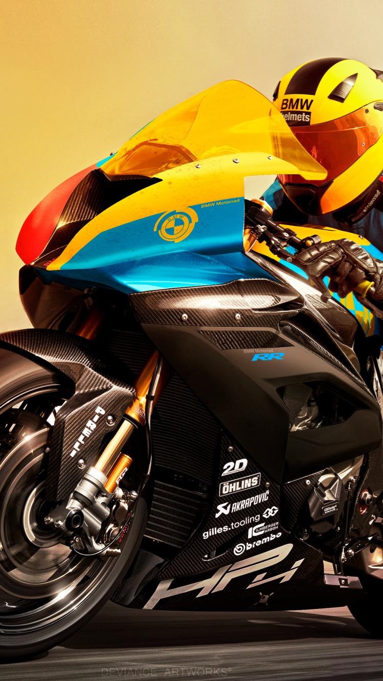 Обои БМВ с 1000 РР, мотоцикл, мотогонщик, супербайк, мотоспорт в разрешении 750x1334