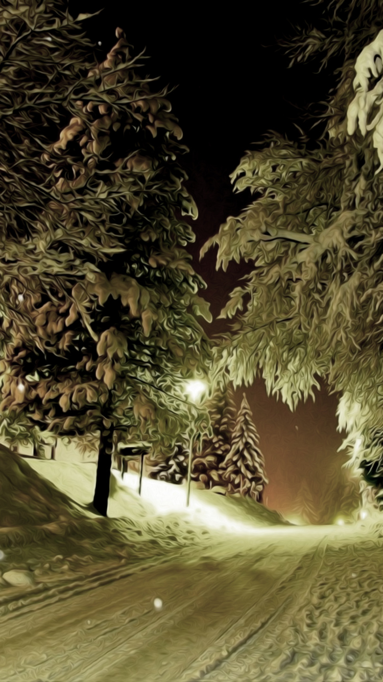 Обои лес, дерево, снег, природа, зима в разрешении 750x1334