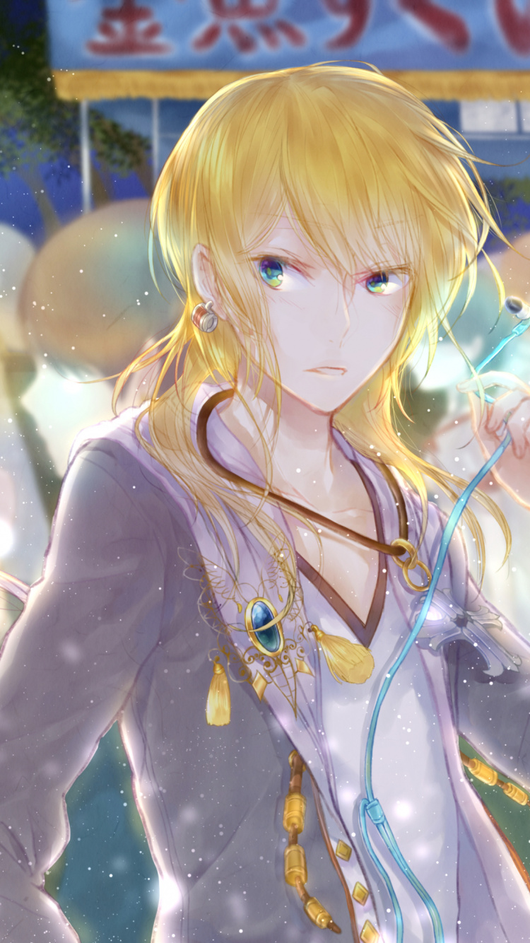 Обои аниме, мультфильм, длинные волосы, растение, ангел в разрешении 750x1334