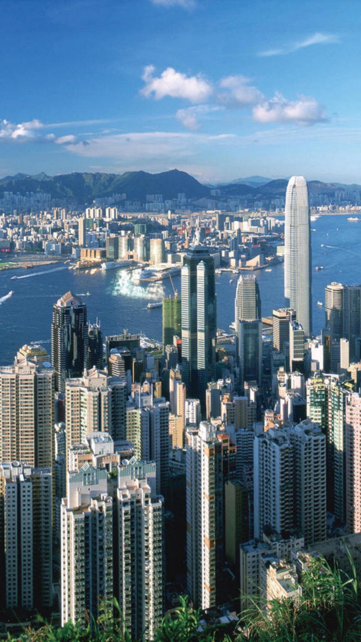 Обои пик Виктория, Гавань Виктория, город, городской пейзаж, городской район в разрешении 720x1280