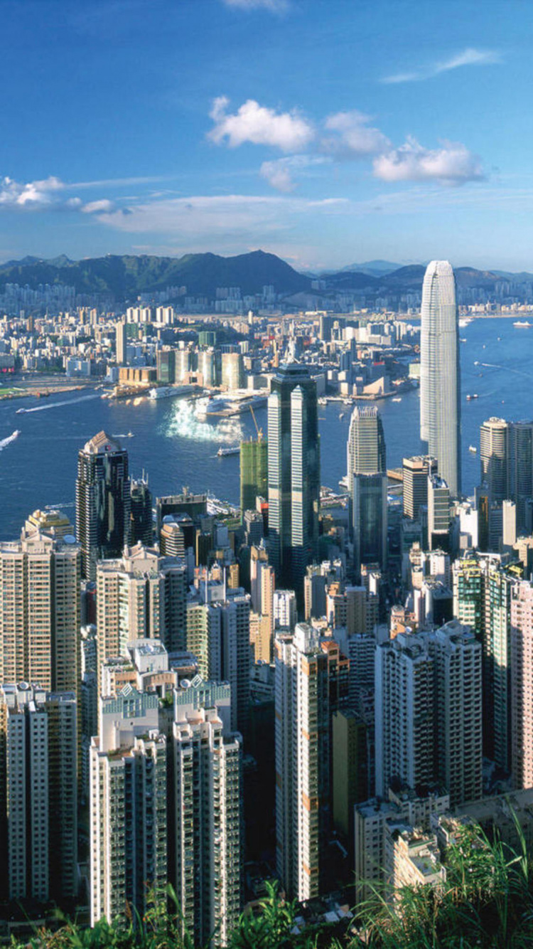 Обои пик Виктория, Гавань Виктория, город, городской пейзаж, городской район в разрешении 750x1334
