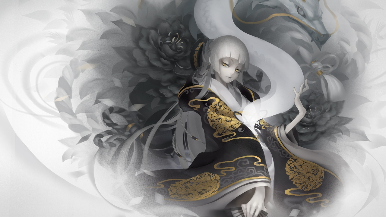 Обои дракон, иллюстрация, мифология, девушка, мифическое существо в разрешении 1280x720