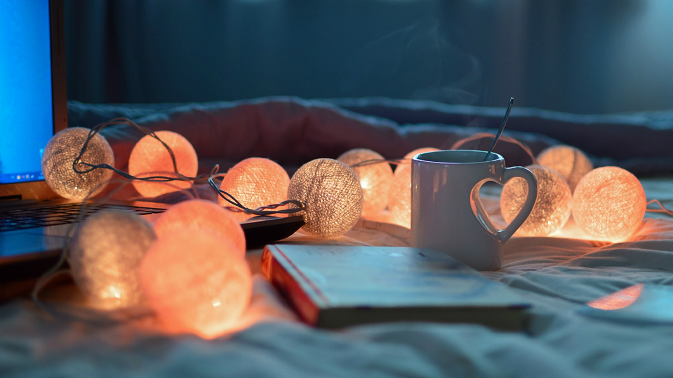 Обои книга, натюрморт, объем, синий цвет, чайная чашка в разрешении 1366x768