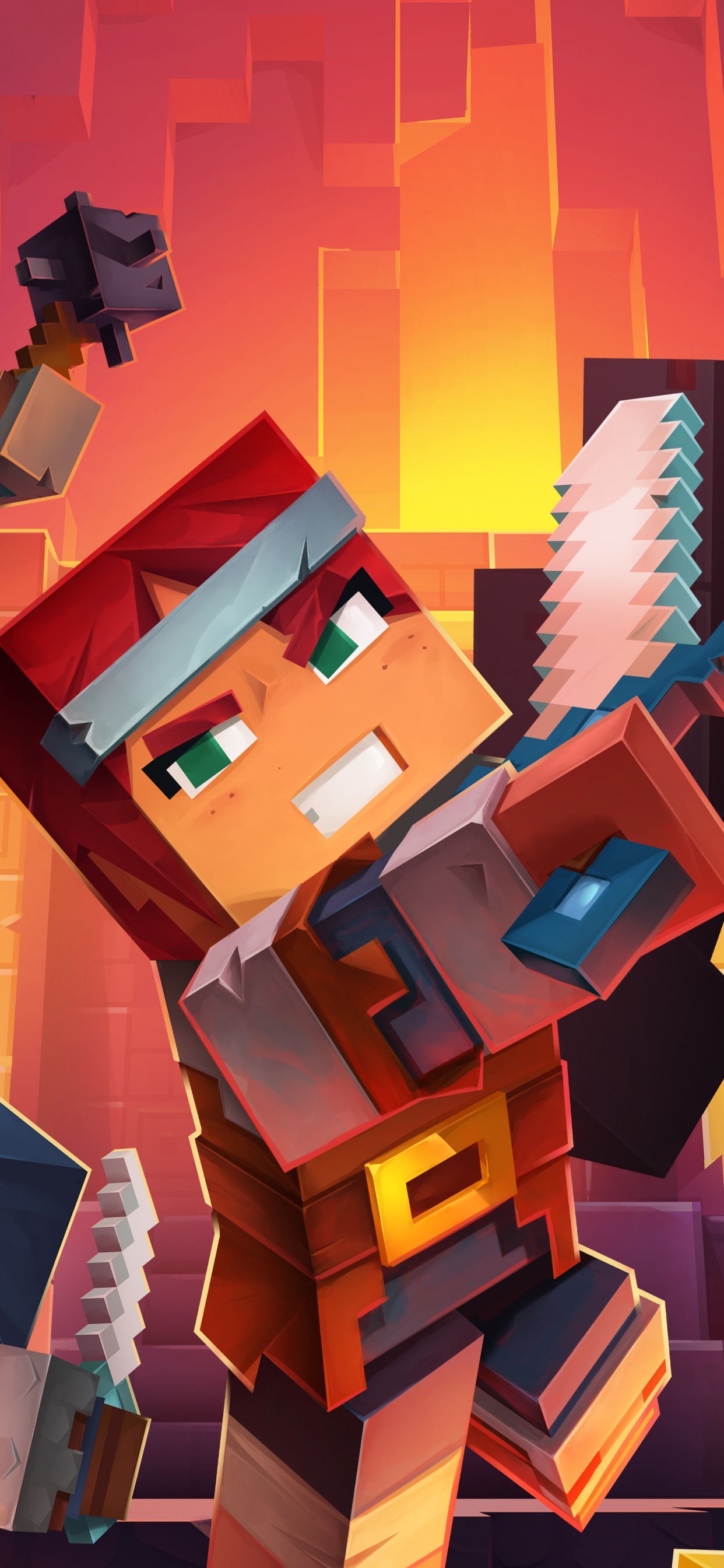 Обои подземелий, Майнкрафт Подземелья, игры, приключенческая игра, анимация в разрешении 1242x2688