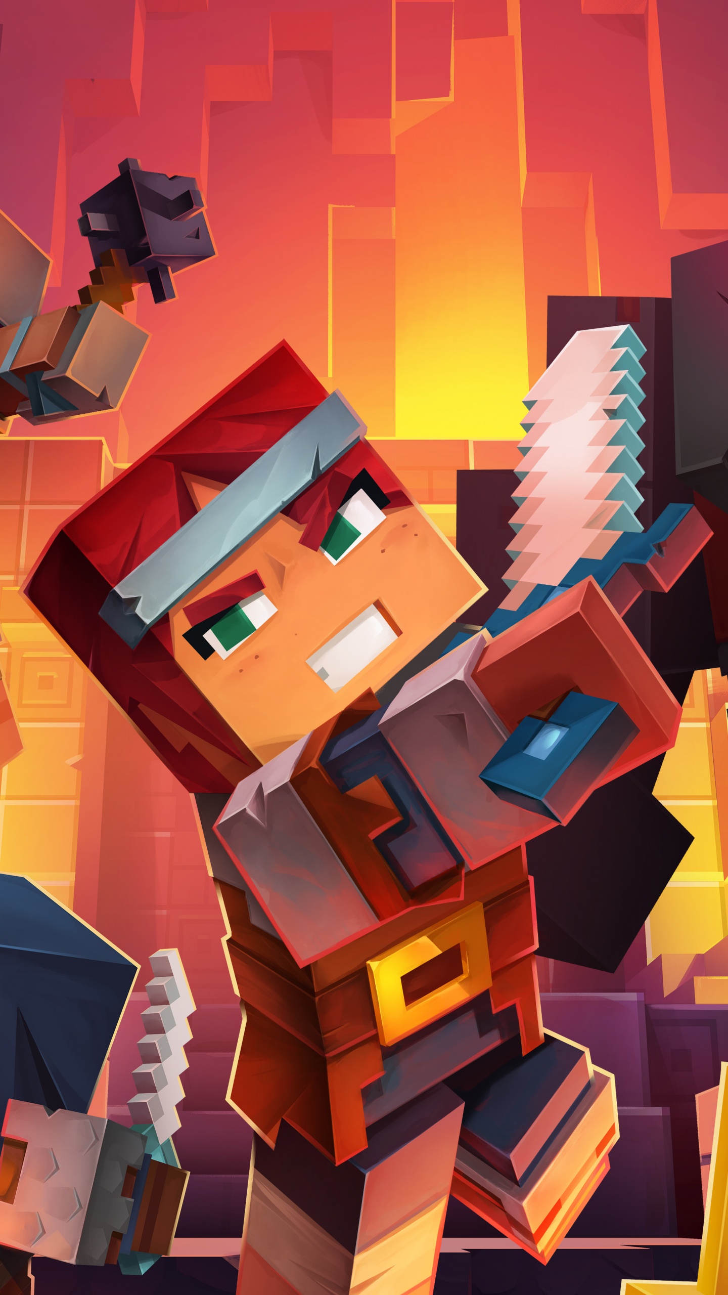 Обои подземелий, Майнкрафт Подземелья, игры, приключенческая игра, анимация в разрешении 1440x2560