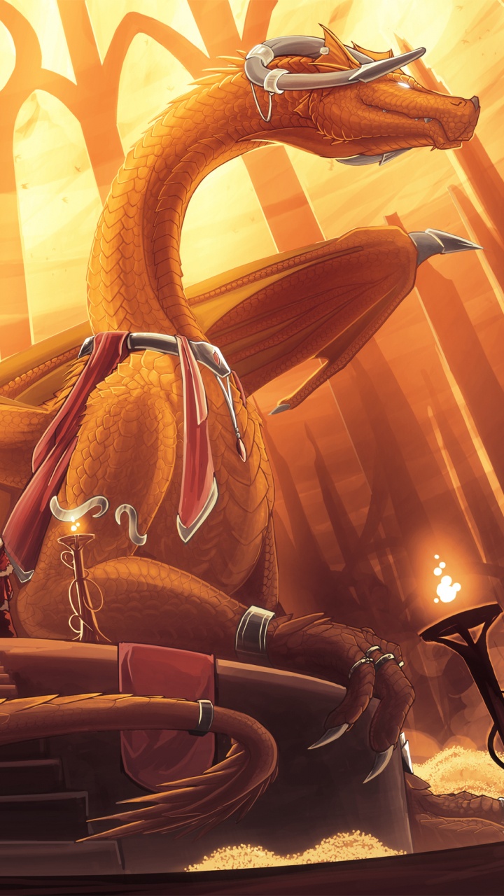 Обои дракон, фэнтези, иллюстрация, мифология, мифическое существо в разрешении 720x1280