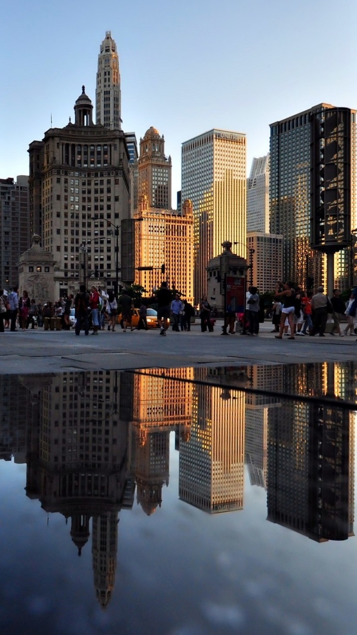 Обои Чикаго, небоскреб, город, отражение, городской пейзаж в разрешении 720x1280