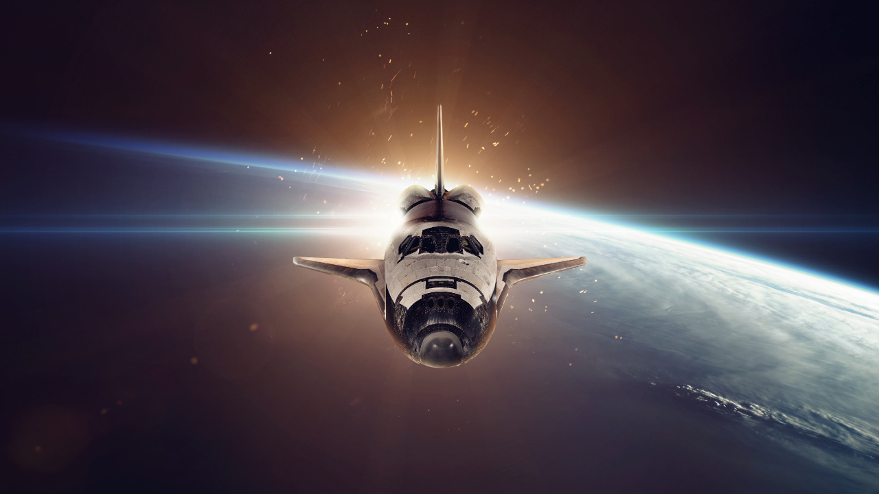 Обои аэрокосмическая техника, космический аппарат, space shuttle, космическое пространство, атмосфера в разрешении 1280x720