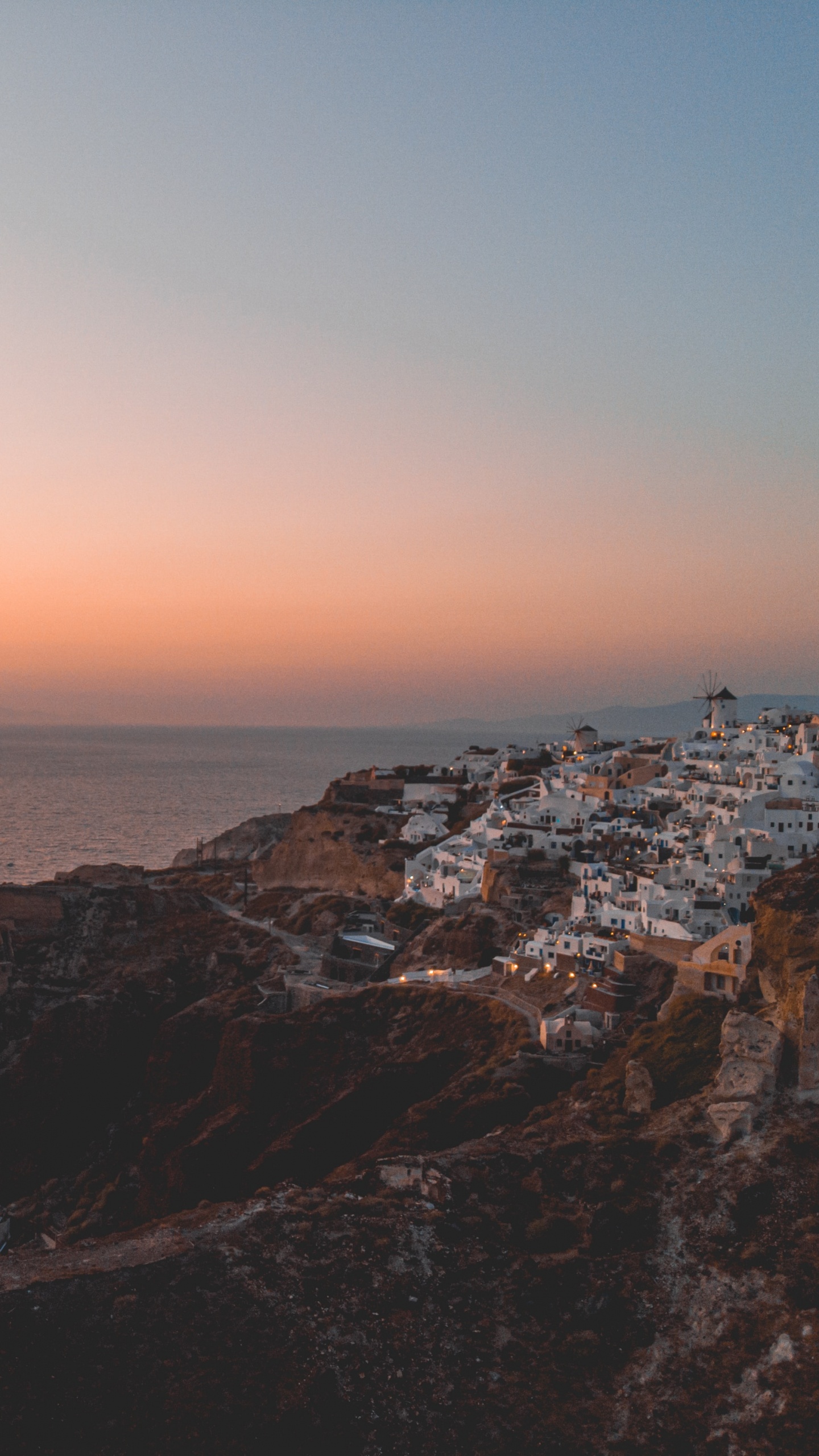 Обои море, горизонт, побережье, океан, закат в разрешении 1440x2560