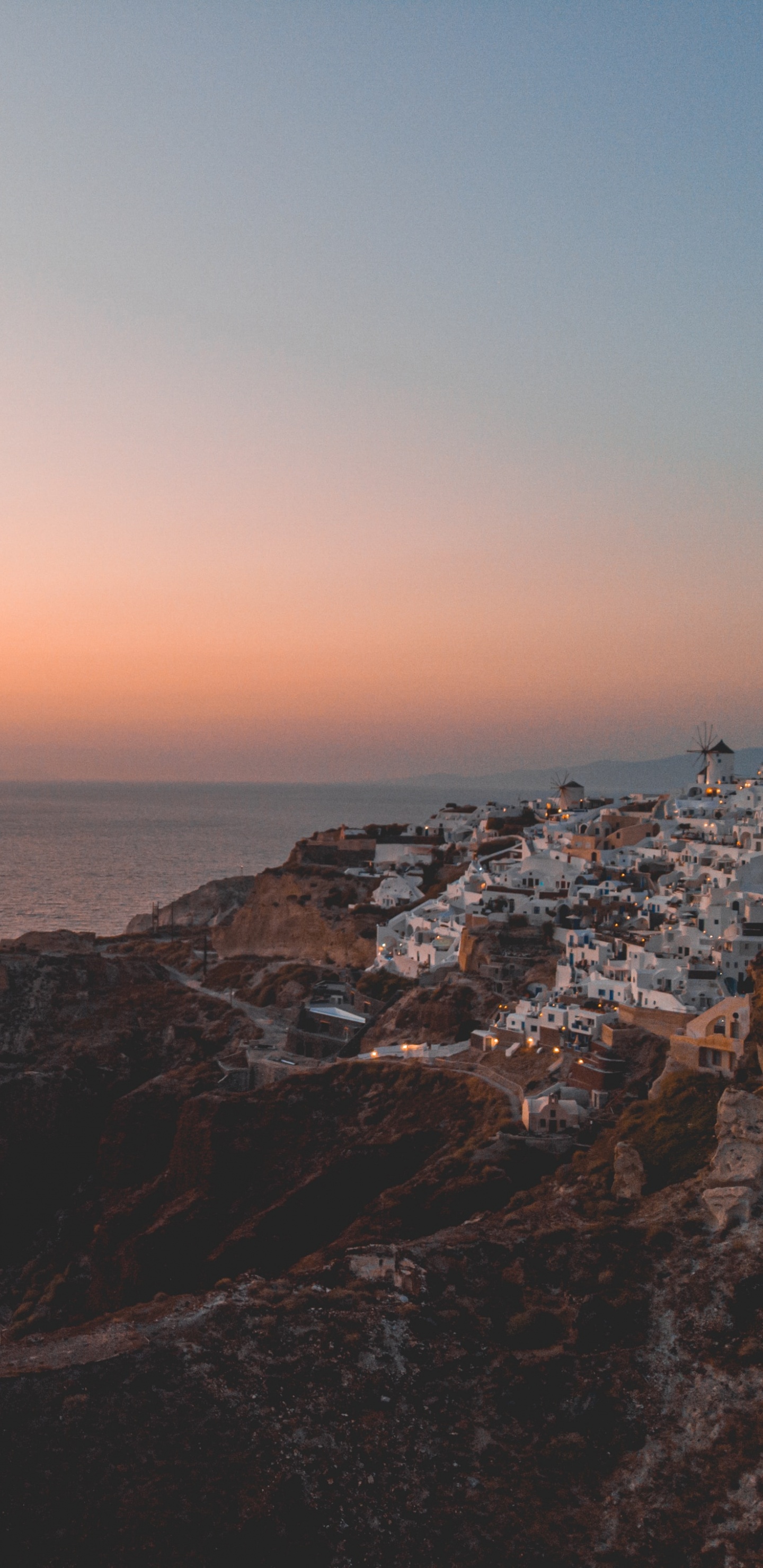 Обои море, горизонт, побережье, океан, закат в разрешении 1440x2960