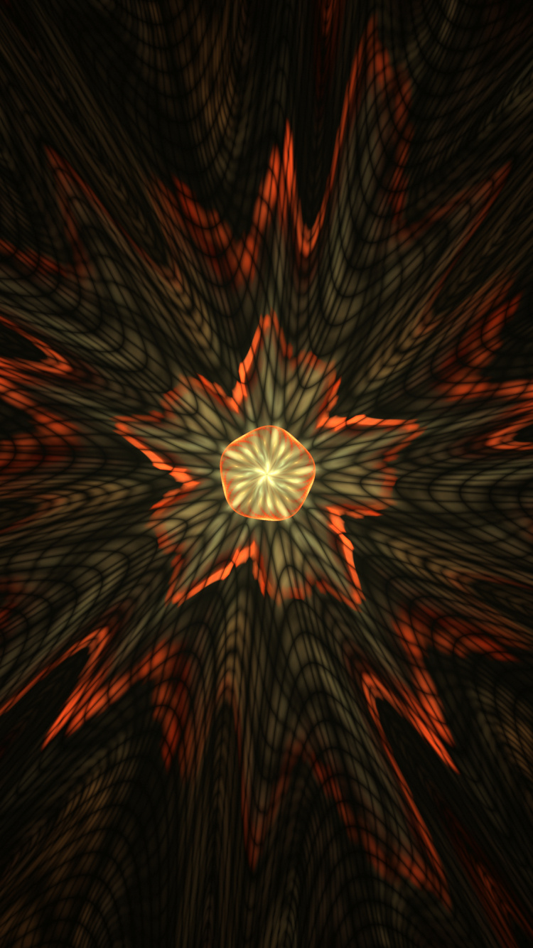 Обои фрактальное искусство, симметрия, фрактал, узор, темнота в разрешении 750x1334