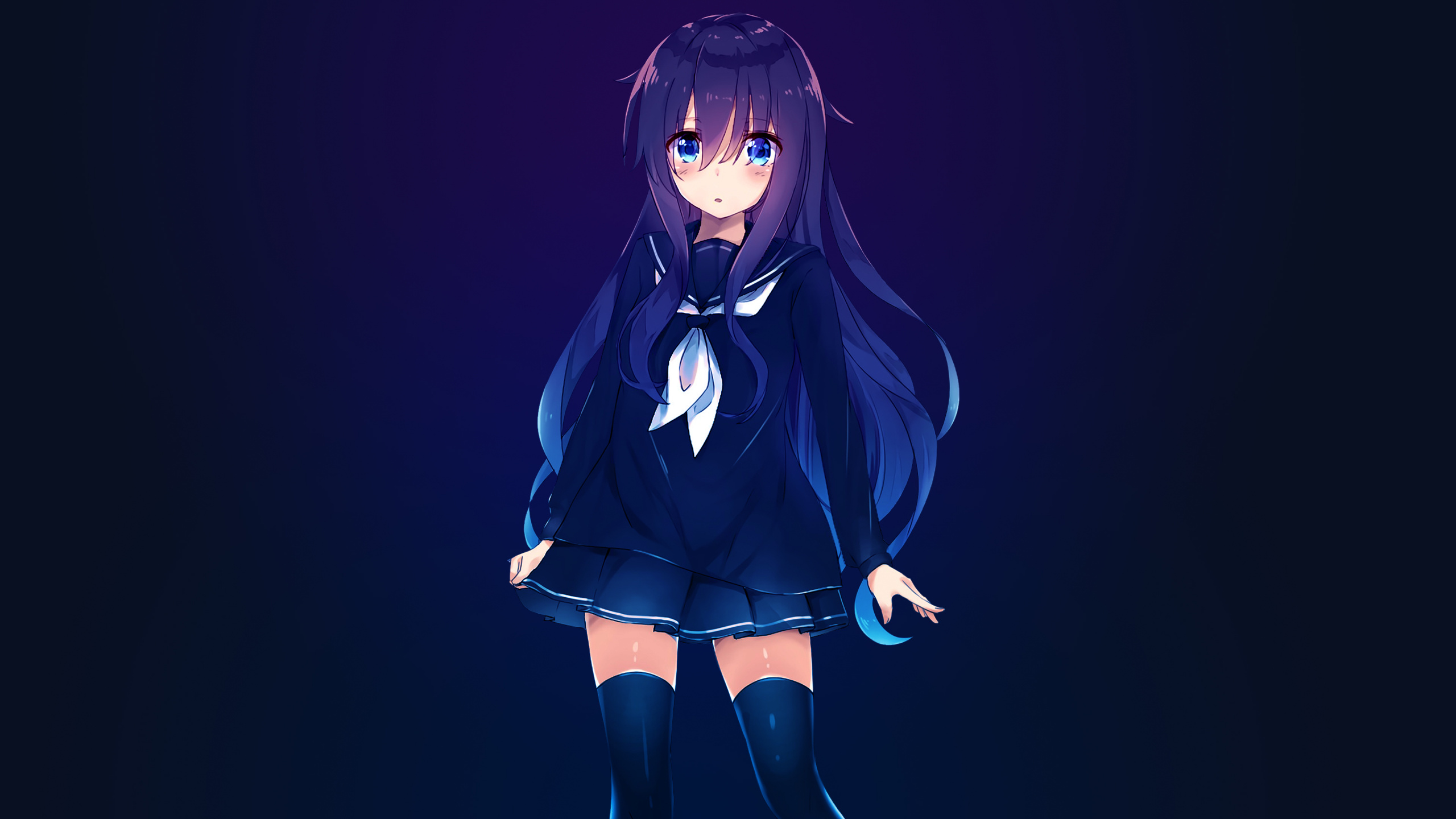 Обои аниме, мультфильм, школьная форма, форма, анимация в разрешении 2560x1440