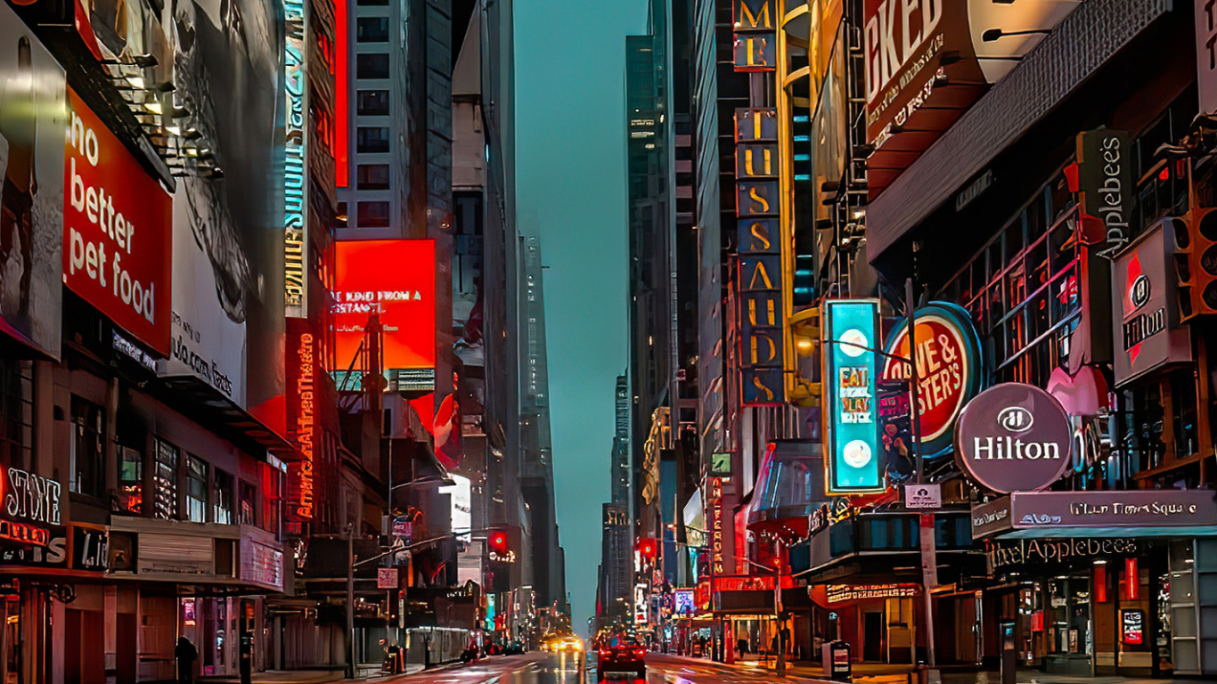 Обои городской район, Киберпанк, небоскреб, арт, городской пейзаж в разрешении 1366x768