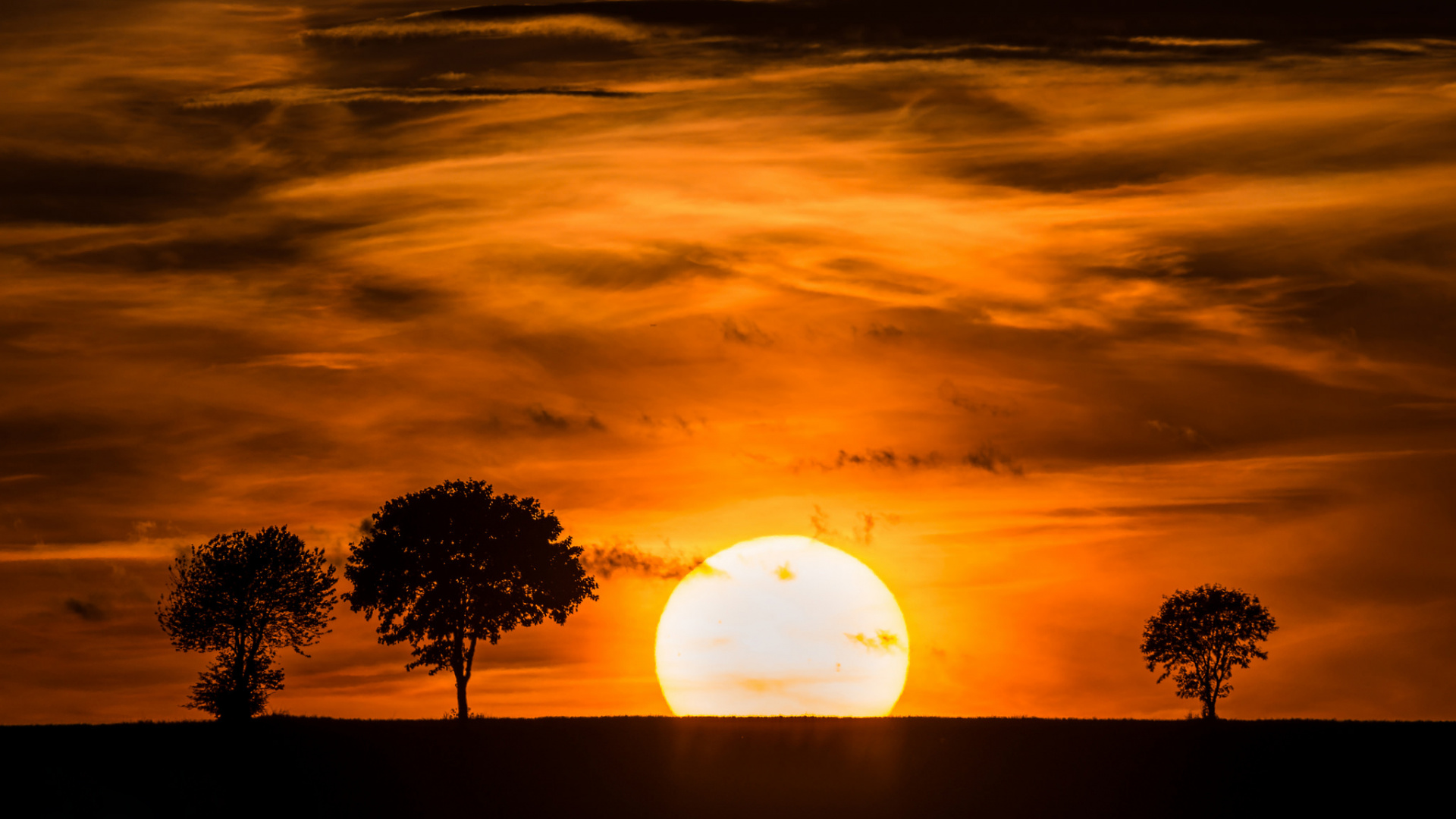 Обои закат, восход солнца, рассвет, горизонт, солнце в разрешении 1920x1080