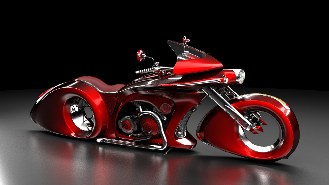 Обои авто, мотоцикл, велосипед, красный цвет, автомобильное освещение в разрешении 1366x768