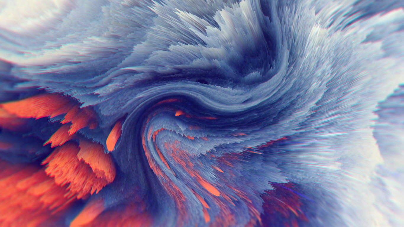 Обои волна, атмосфера, живопись, цифровое искусство, акварельные краски в разрешении 1366x768